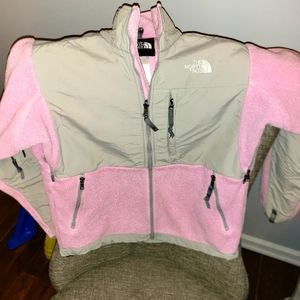 North face pink/gray fleece zip up jacket Size small